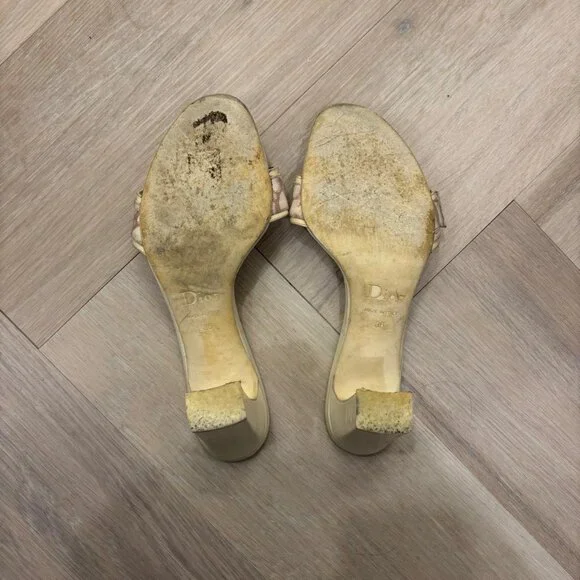 Dior Pink Logo Monogram Trotter Buckle Block Heels - Picture 4 of 6